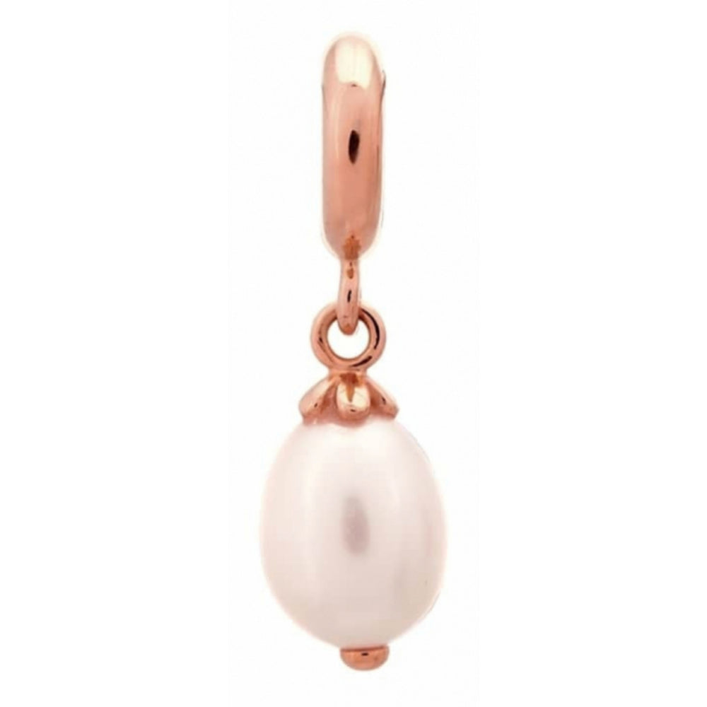 White Pearl Drop Rose Gold Charm