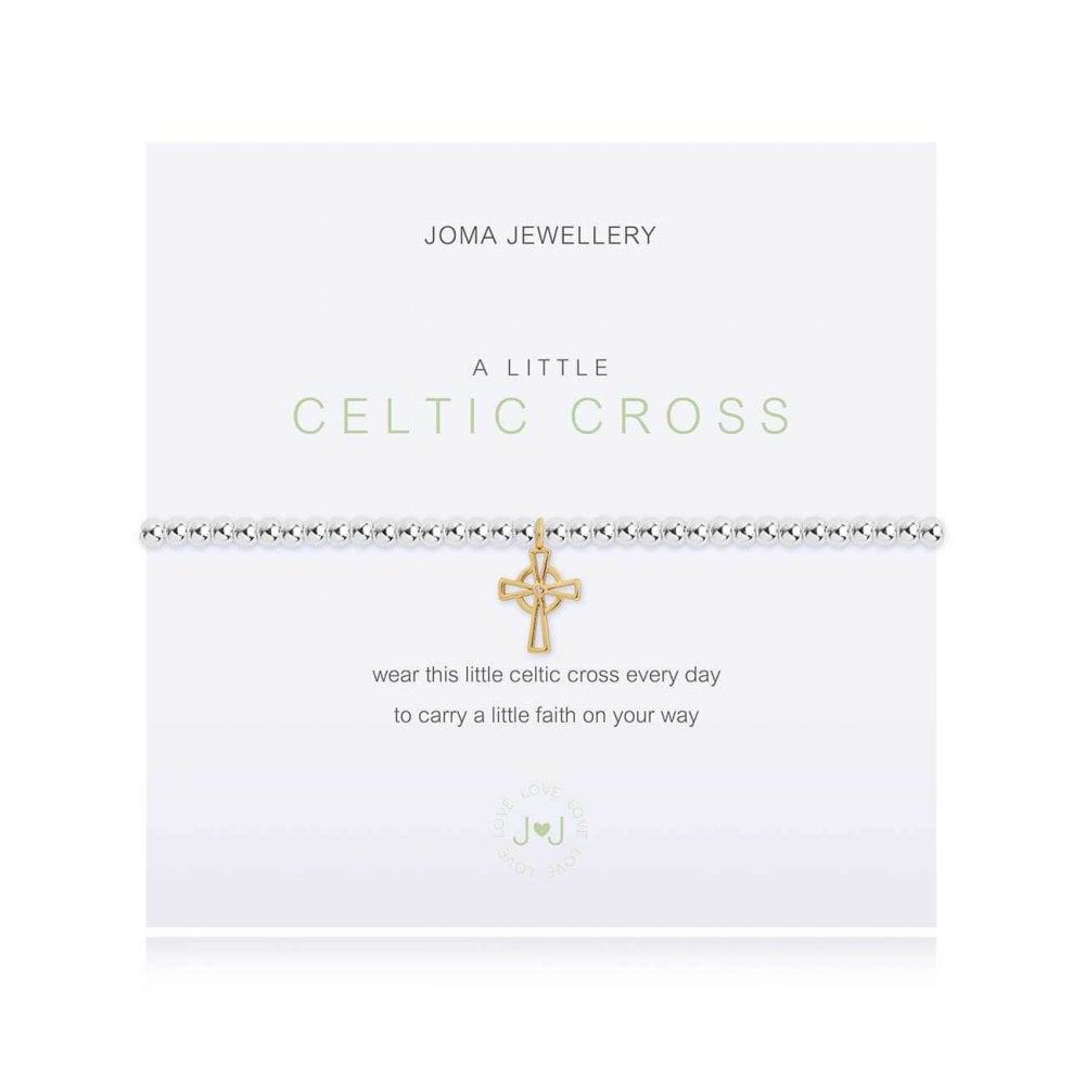 A Little | Celtic Cross (Irish) | Silver And Yellow Gold | Bracelet | 17.5cm Stretch