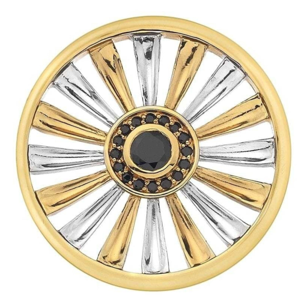 Art Deco Sunrise Silver & Yellow Gold Plate Coin - 33 mm