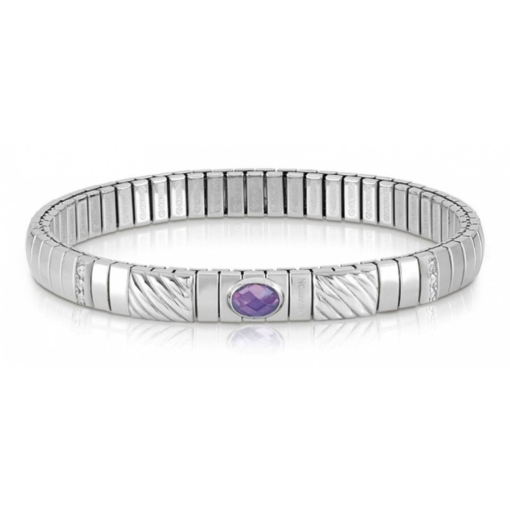 Stretch Bracelet with Puple CZ & White Cubic Zircons
