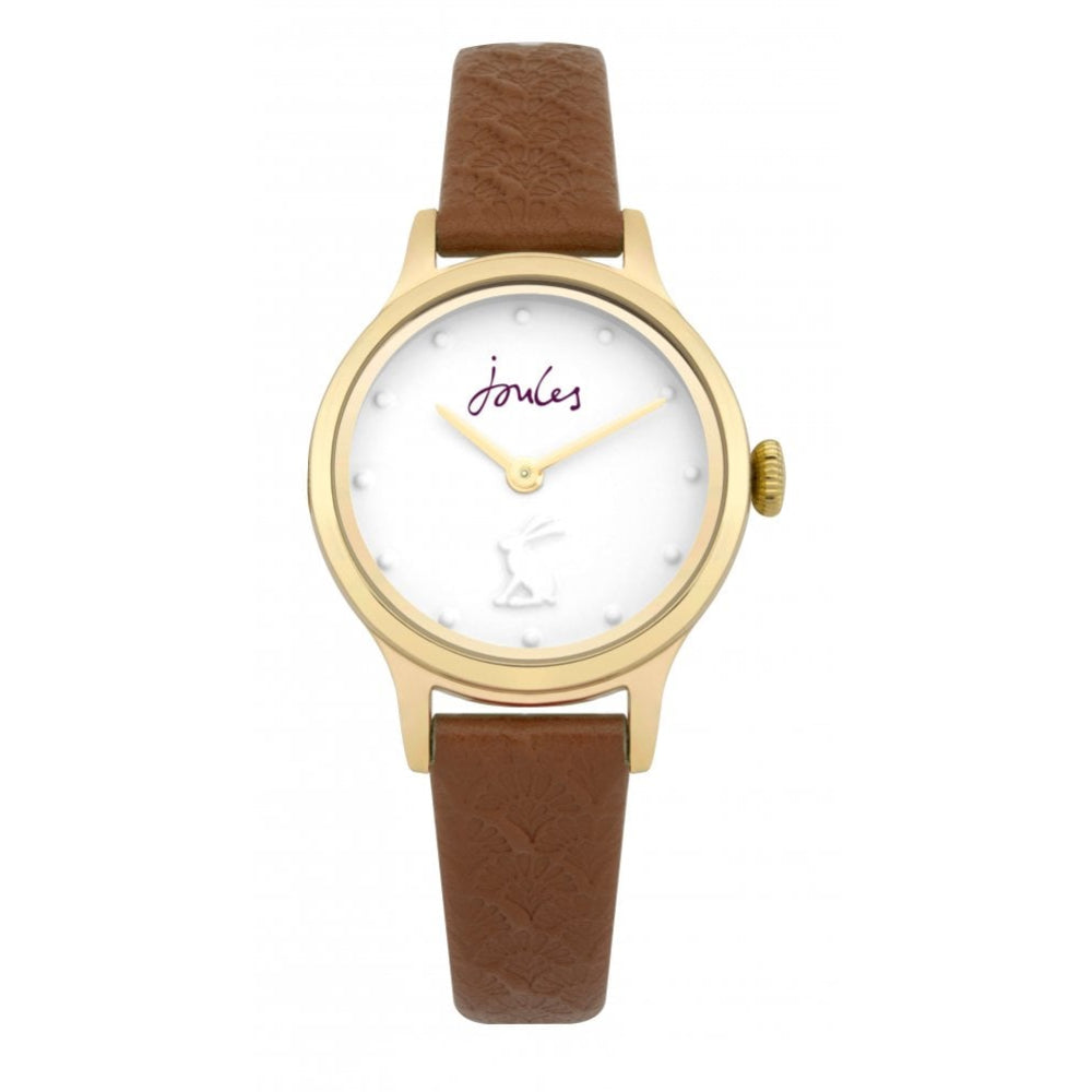 Tan Leather Strap White Dial & Gold Tone Case Ladies Watch
