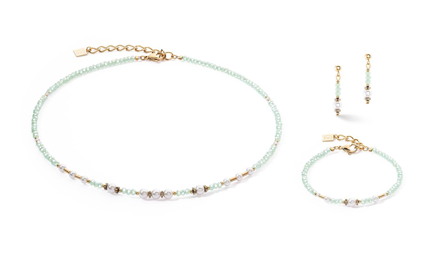 Little Twinkle Pearl Mix Necklace In Light Green