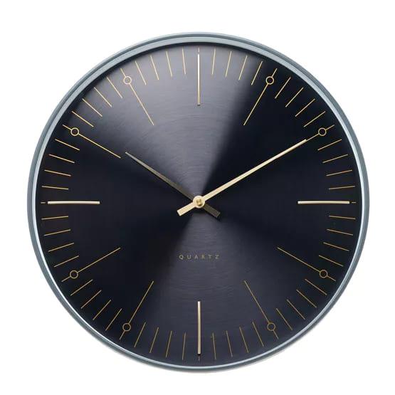 Interval Wall Clock 40cm- Black & Gold