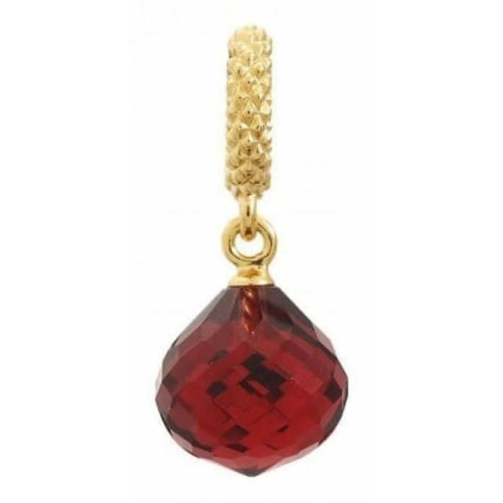 Red Crystal Drop Gold Plated Charm