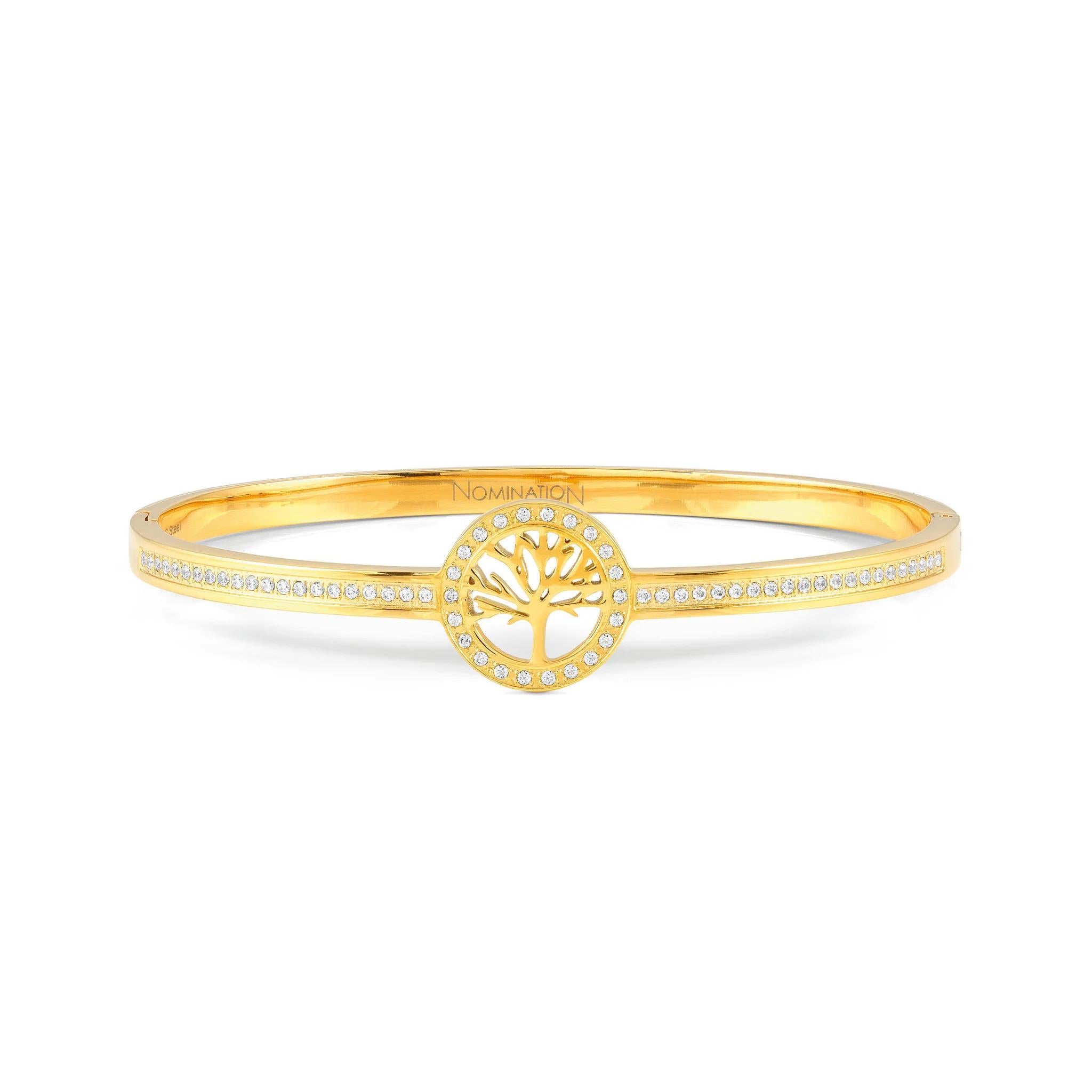 Pretty Bangle In YG With CZ Tree Of Life
