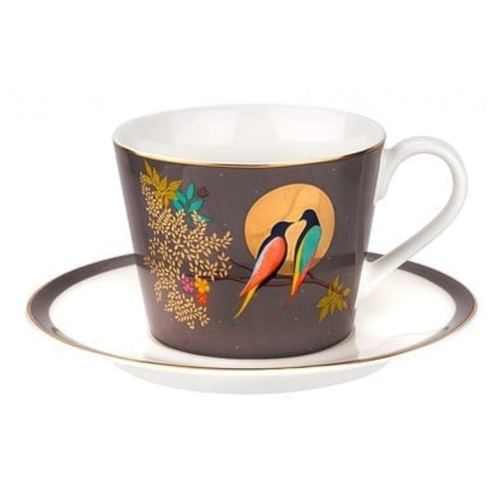 The Chelsea Collection Grey Hummingbird Tea Cup & Saucer