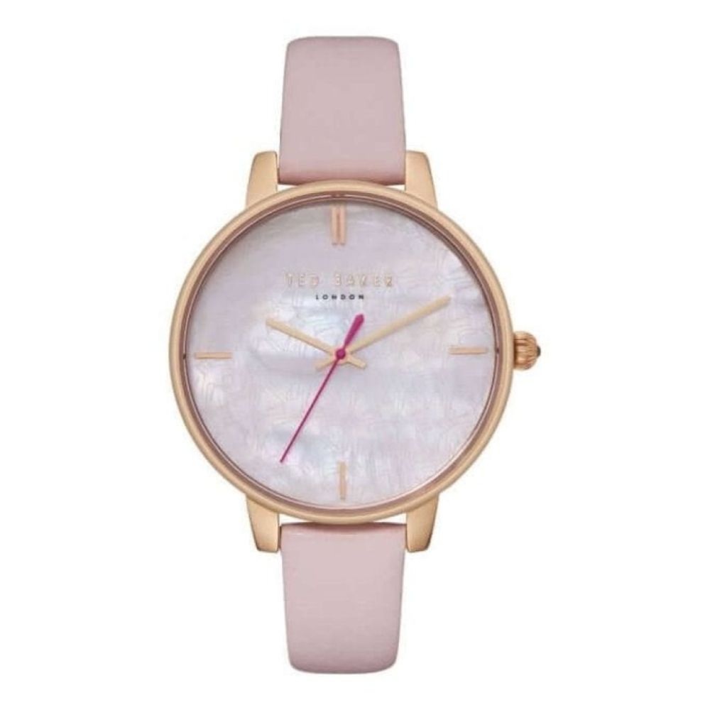Rose Gold Case With MOP Dial & Pink Leather Strap Ladies Watch