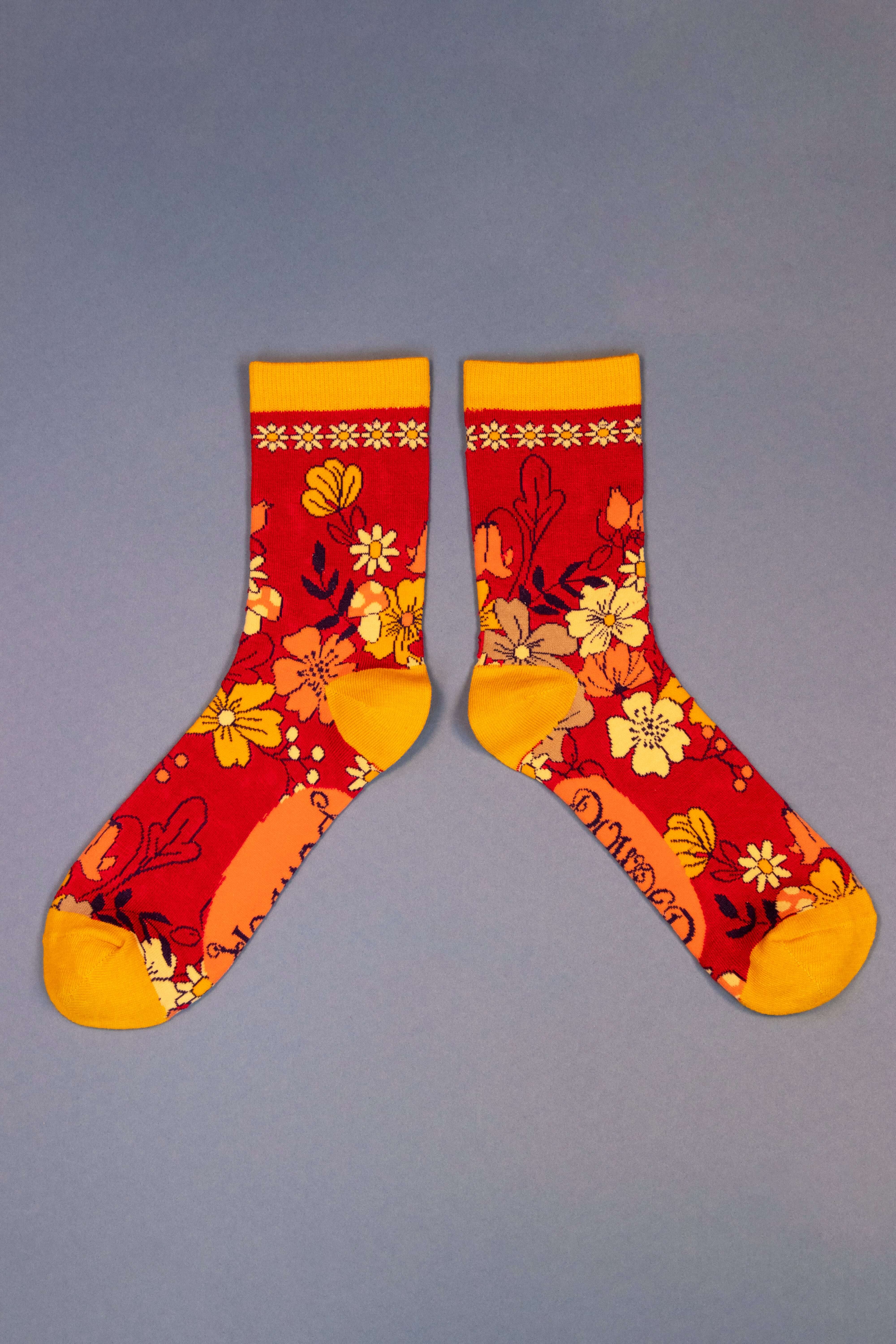 Floral Ankle Socks- Fuchsia