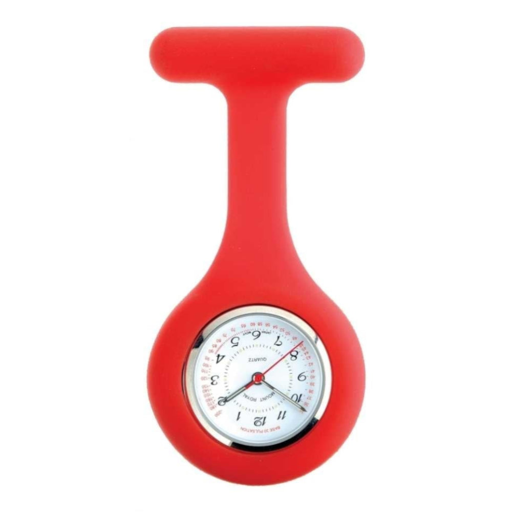 Red Silicone And Stainless Steel Fob Watch