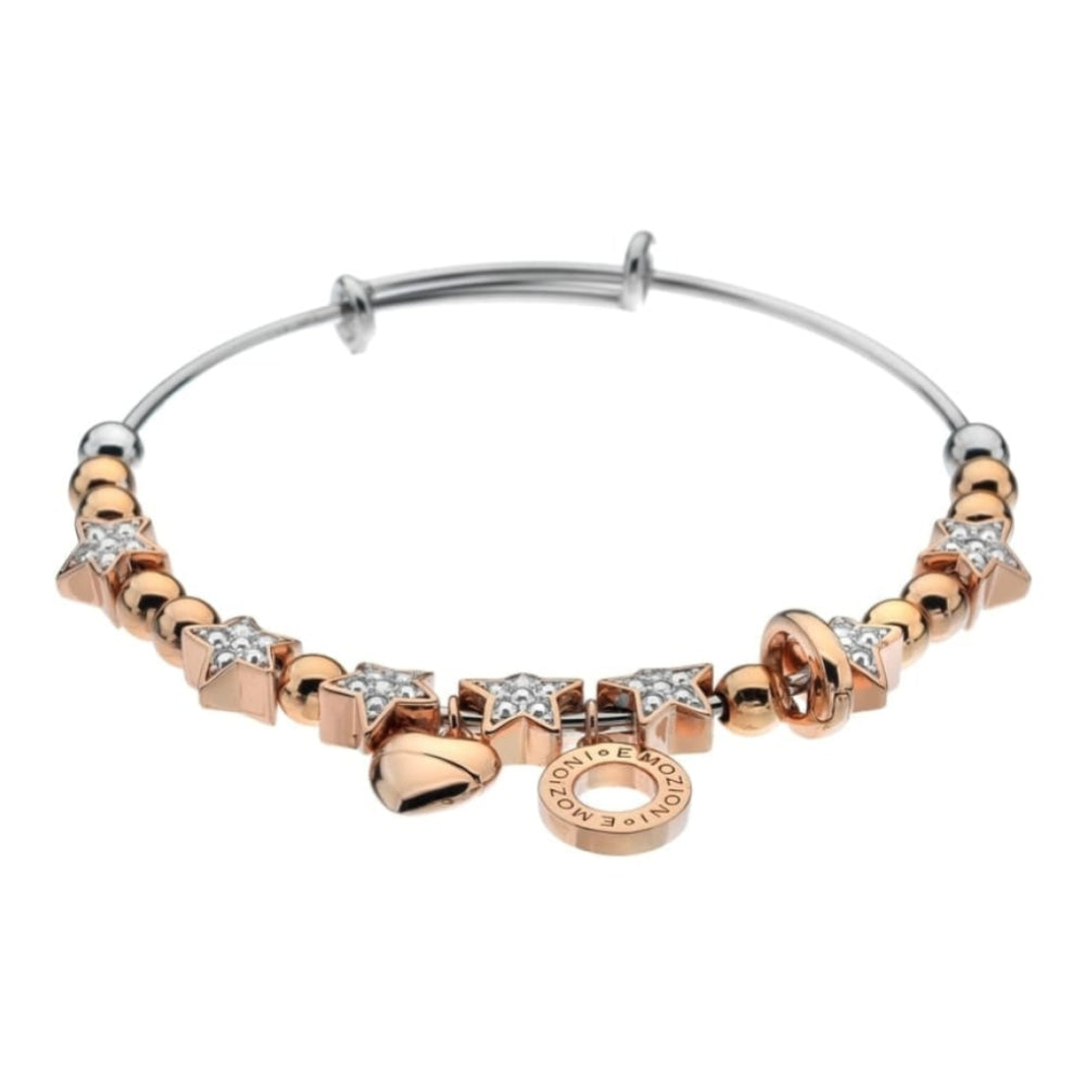 Emozioni Rose Gold Plate Crystal Star Bangle