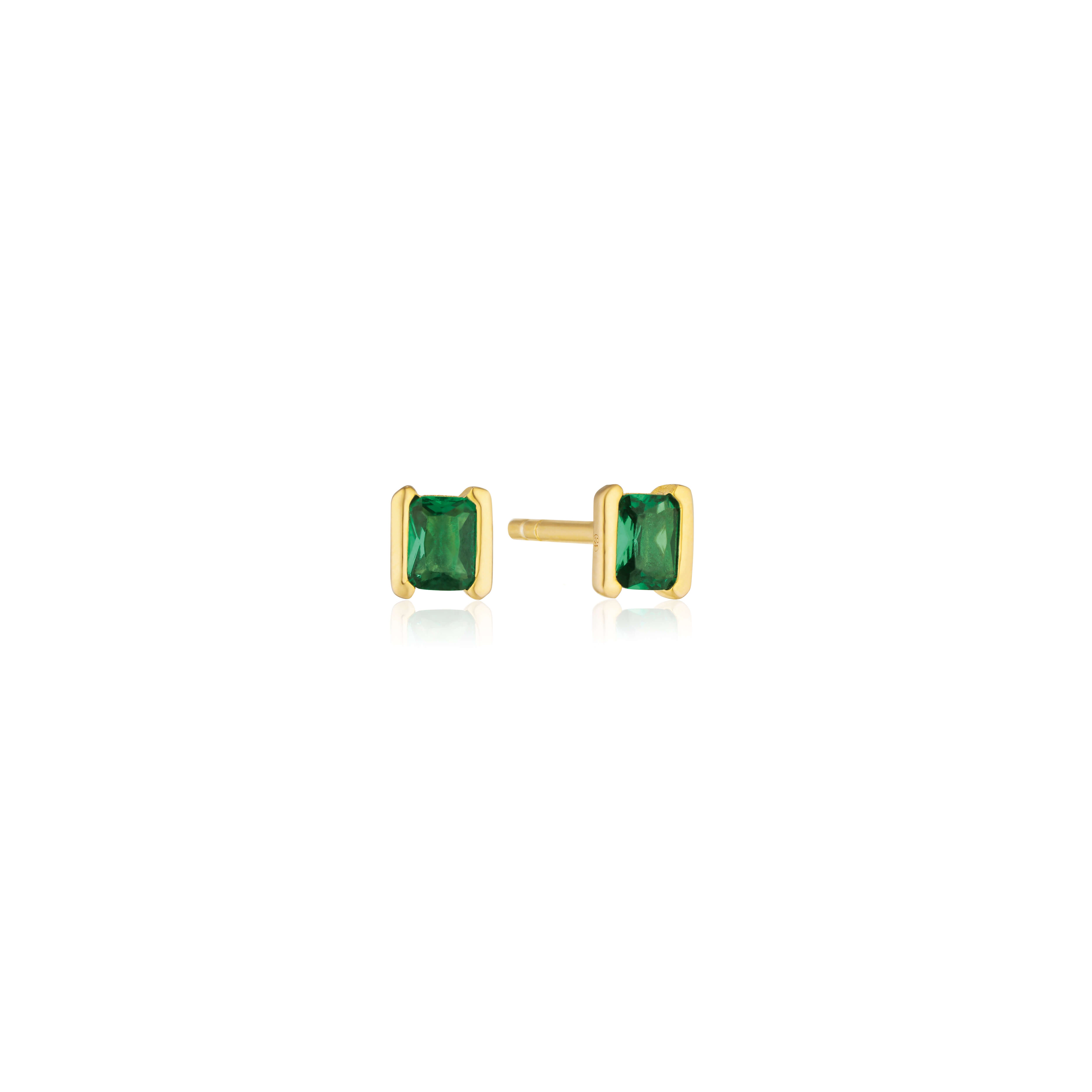Roccanova Piccolo Earrings In 18k Gold Plated With Green Zirconia