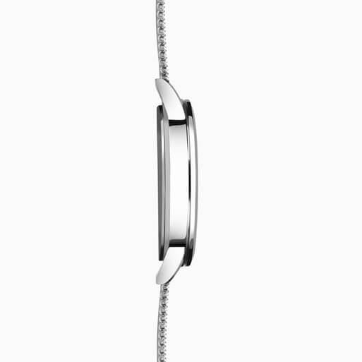 Silver Case with White Dial & Stainless Steel Mesh Bracelet Strap Men's Nordic Watch