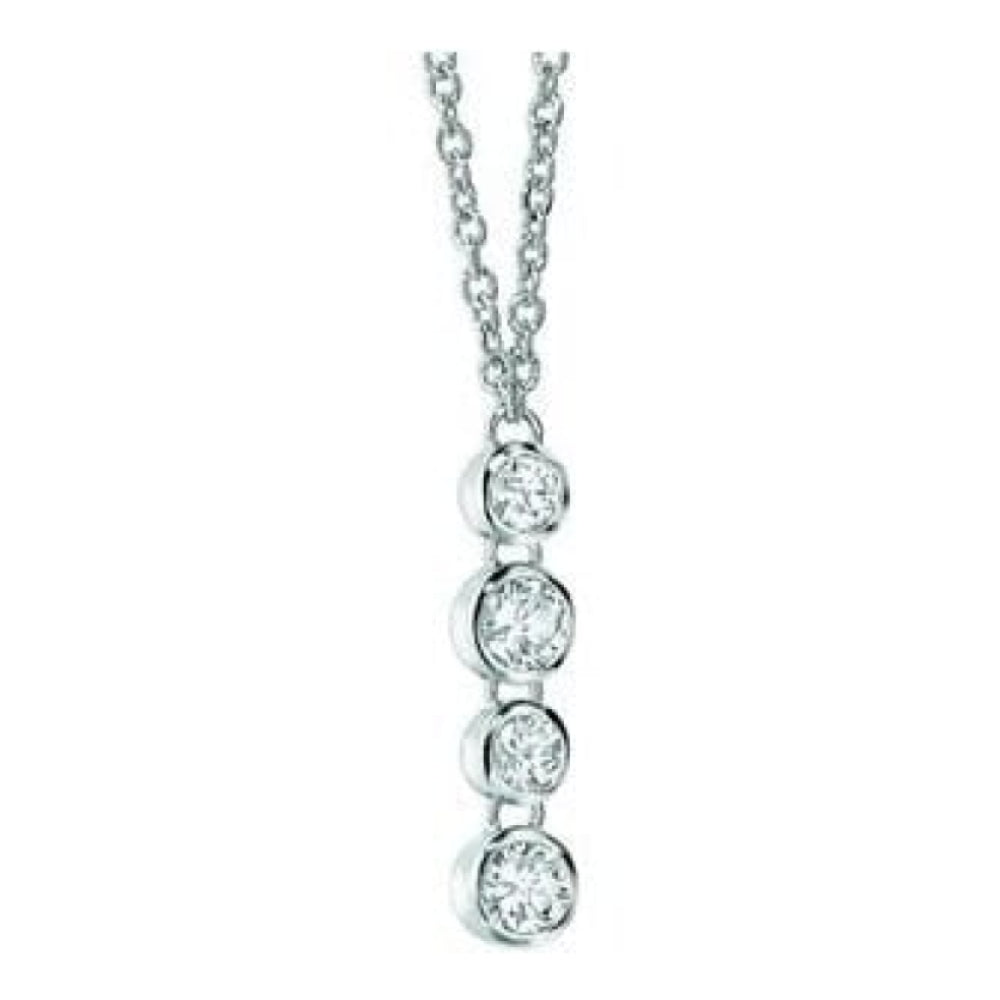 Ladies Sterling Silver And Crystal Pendant Necklace