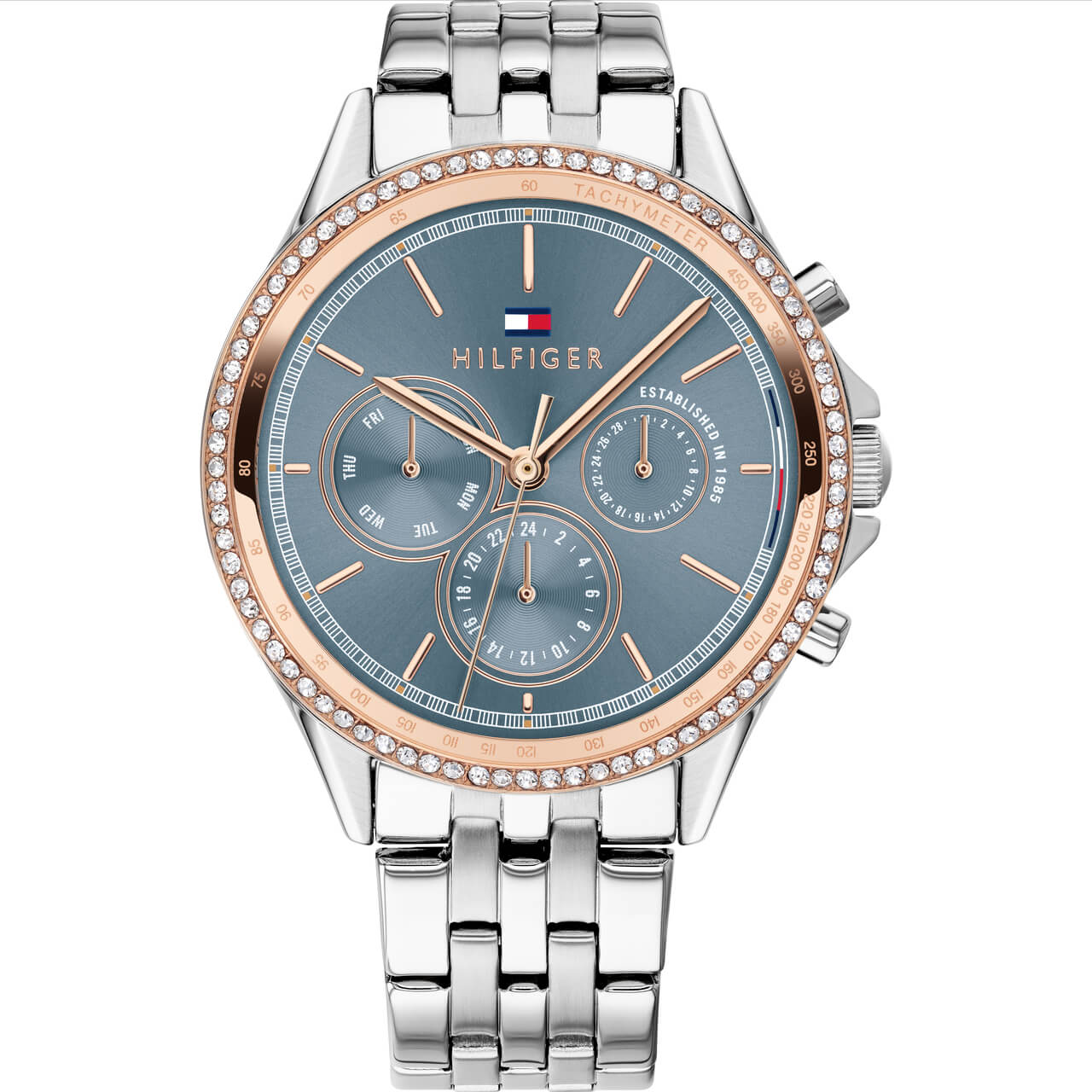 Ari Classic Two Tone Steel With Crystals Ladies Watch