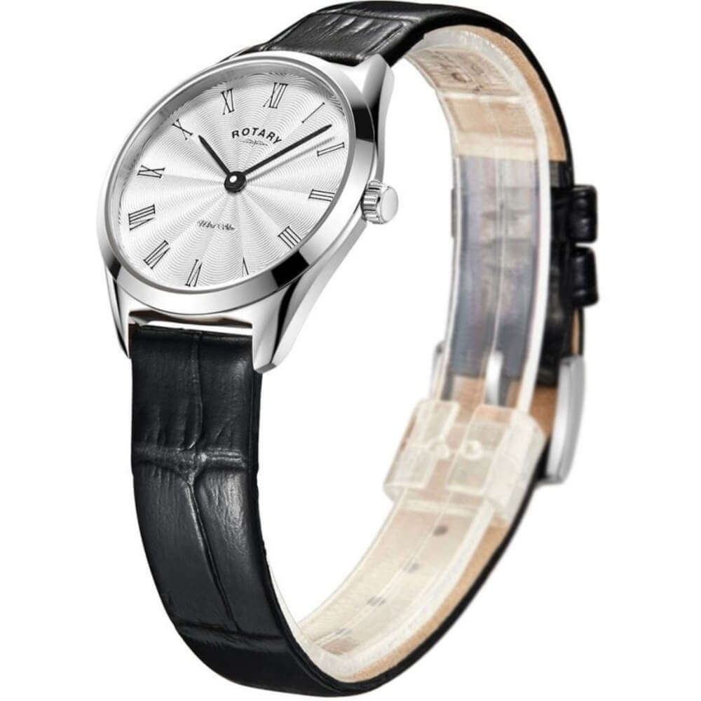 Ultra Slim Ladies Silver Leather watch