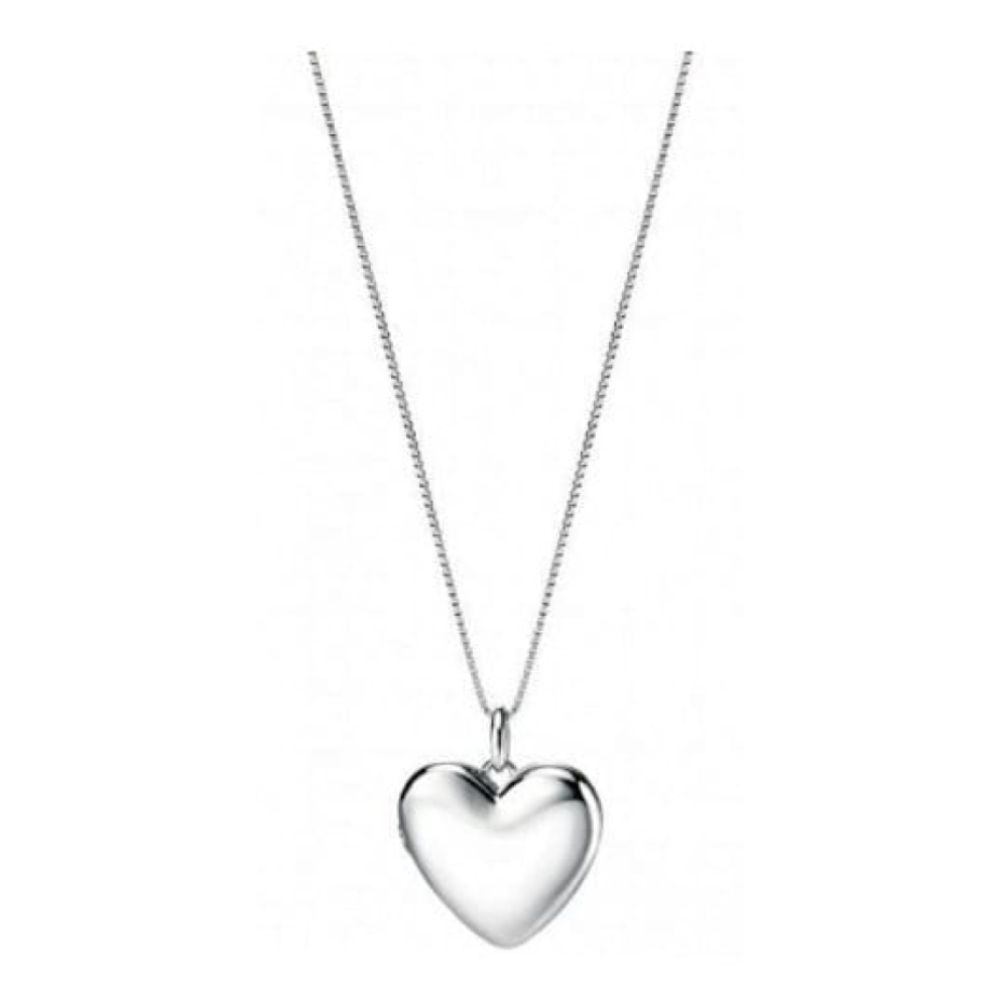 Ladies Silver Heart Locked Chain Necklace
