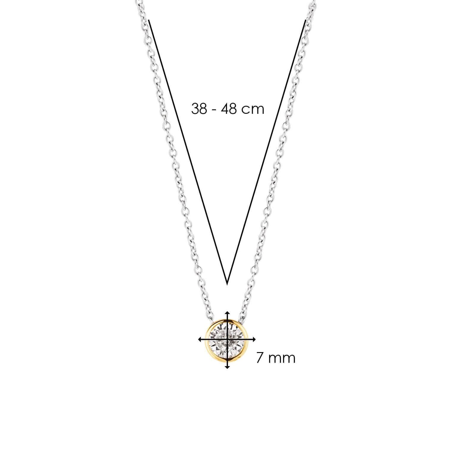 Gold Plated Round CZ Pendant With Silver Chain Necklace