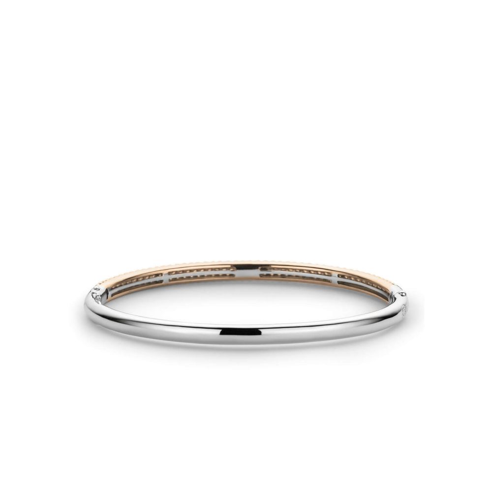 Silver & Rose Gold Plated CZ Bangle