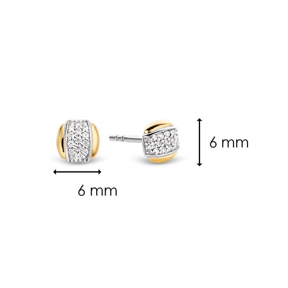 White CZ Gold Plated  Stud Earrings