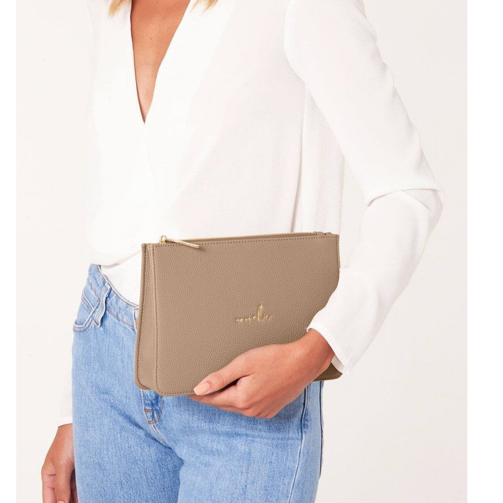 Stylish Structured Pouch | Oh So Chic | Taupe | 16 X 24 X 5 Cm