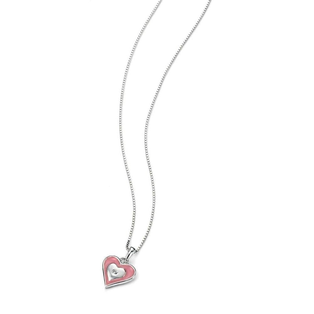 Girls Sterling Silver Pink Heart Pendant
