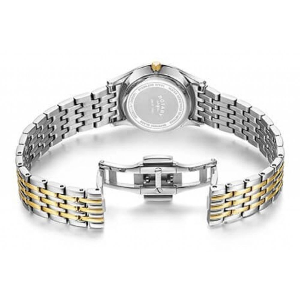 Ultra Slim White Dial Two Tone Stainless Steel Strap Ladies Watch