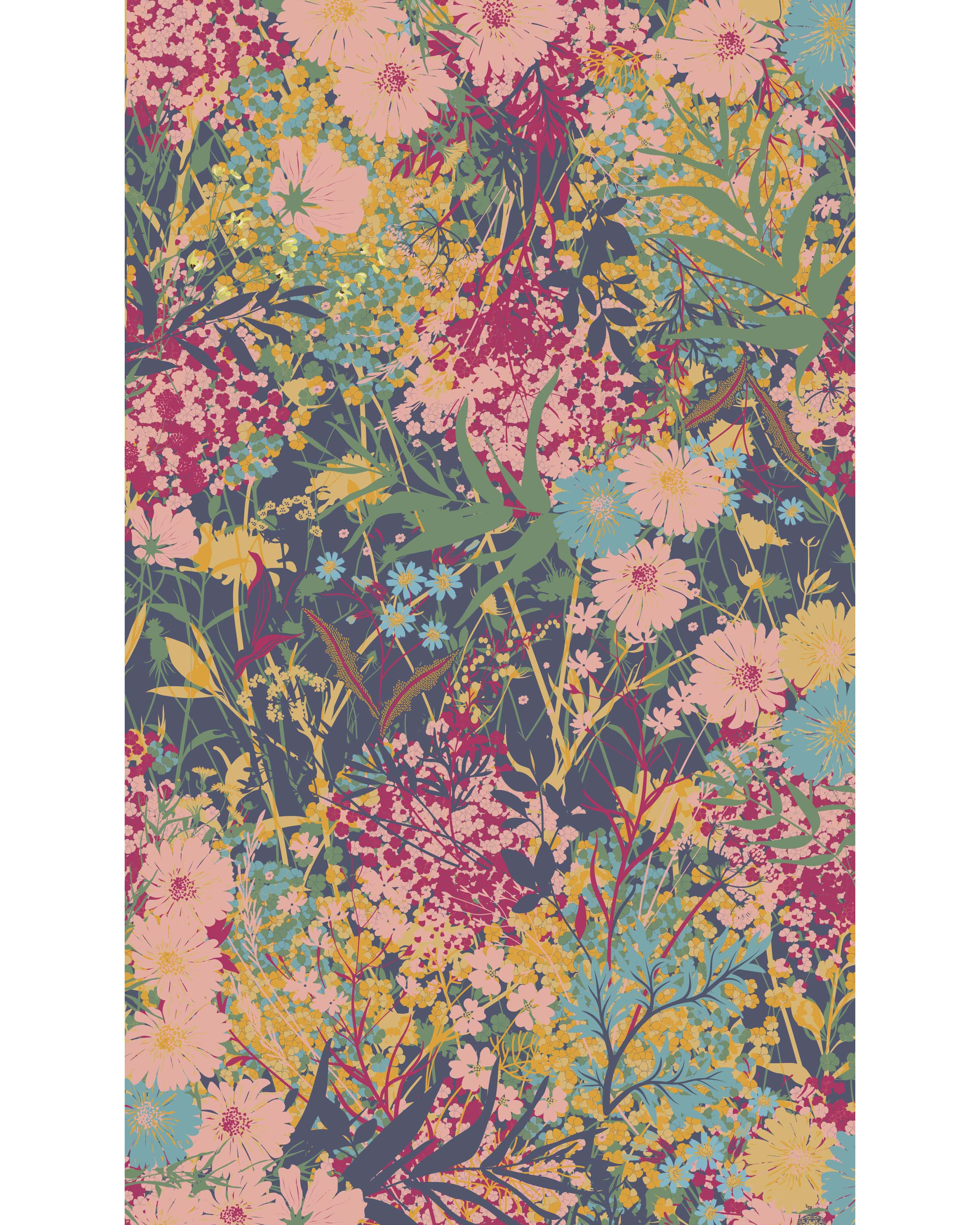 Print Scarf - Cottage Garden - Navy