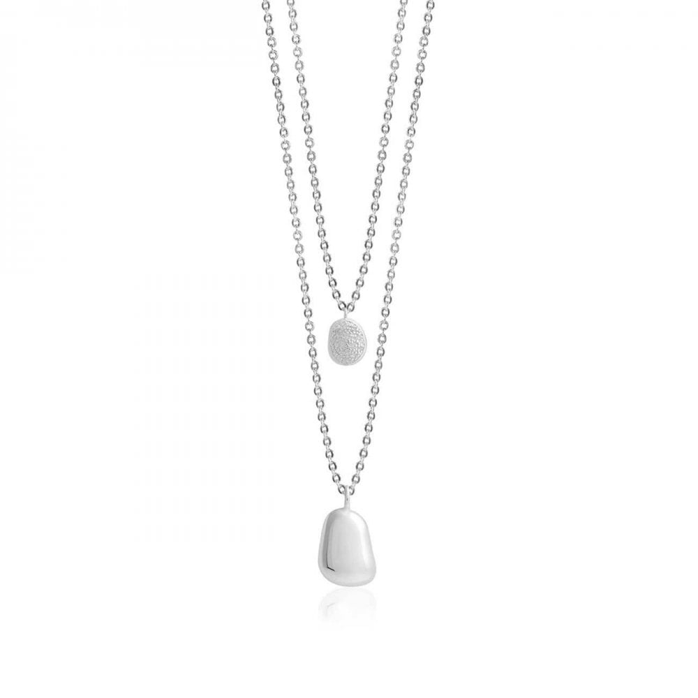Perfect Pebble | Silver | Double Chain | Necklace | 46cm + 5cm Extender