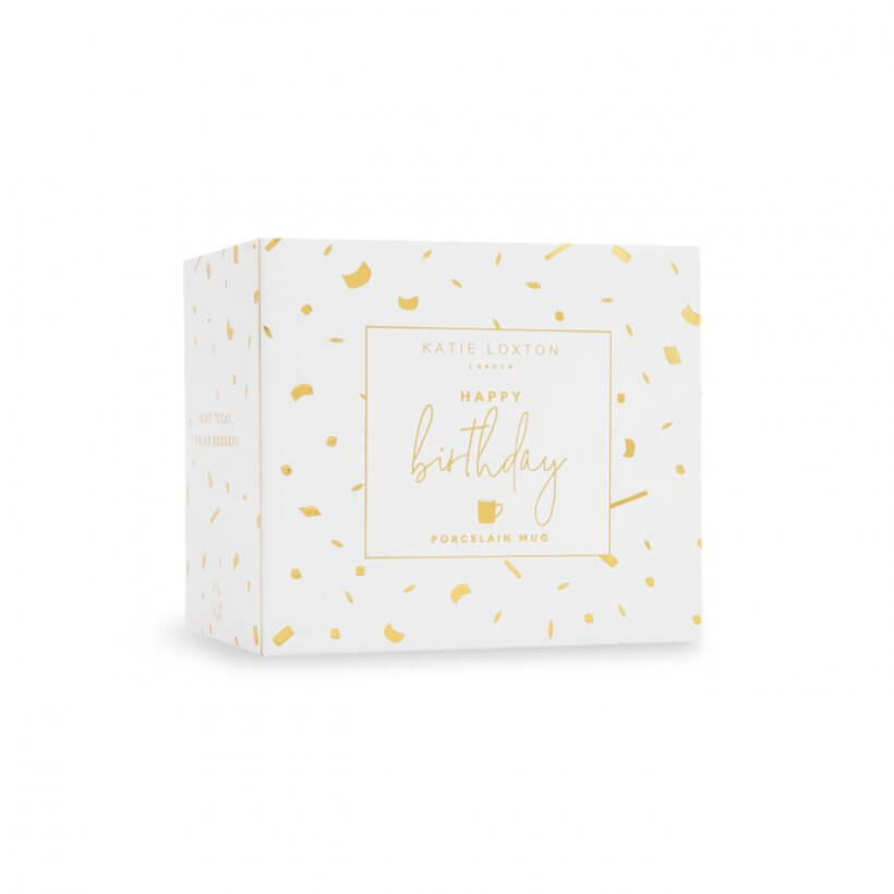 Boxed Porcelain Mug | Happy Birthday | White And Gold
