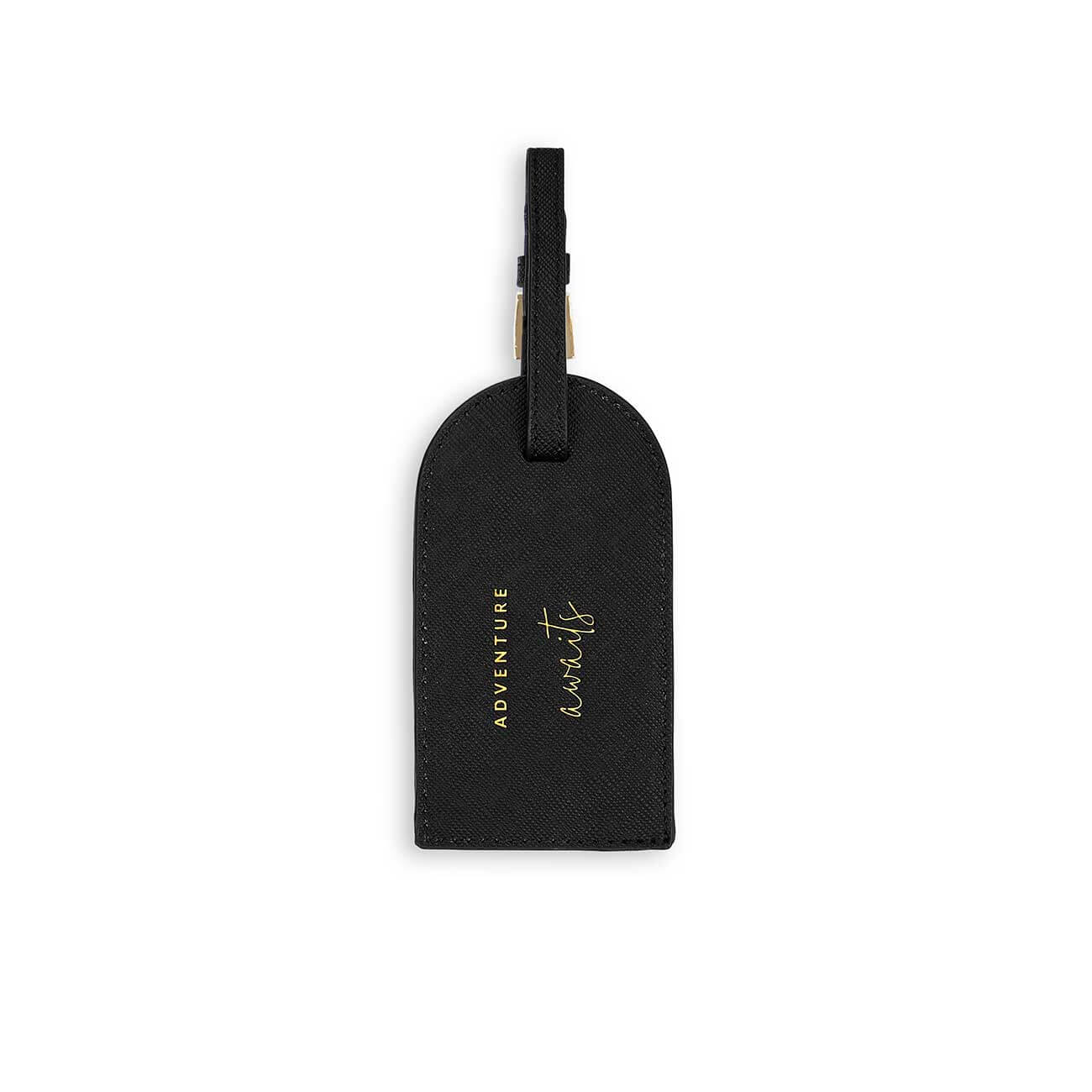 Boxed Passport Holder and Luggage Tag Set | Adventure Awaits | Black