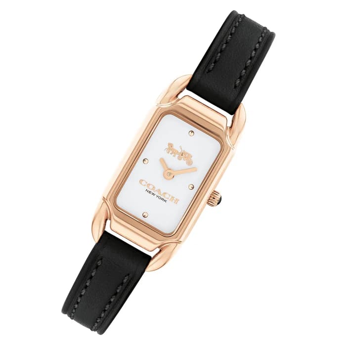 Cadie Black Leather White Dial Ladies Watch