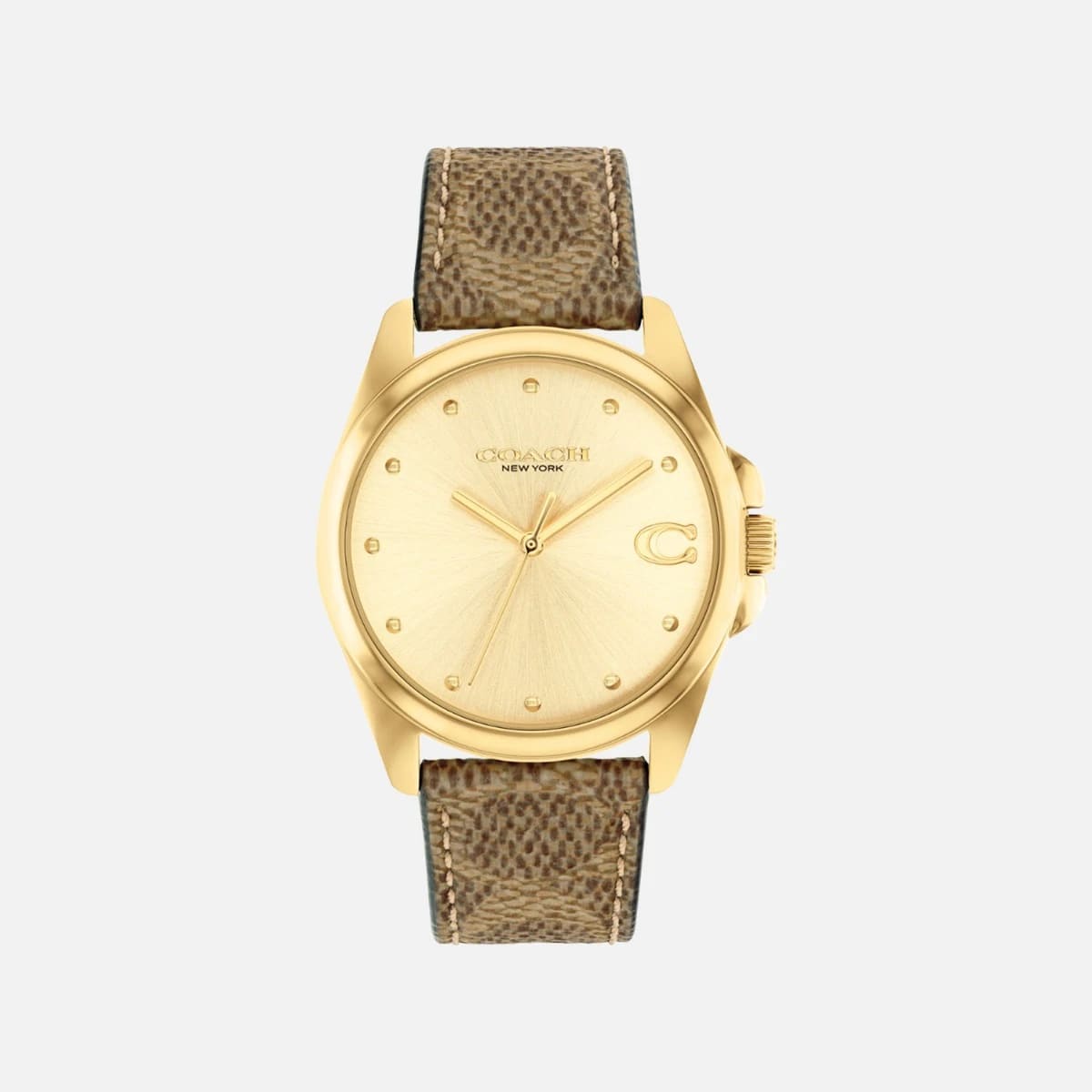 Greyson Gold Dial With Brown Leather Strap Ladies Watch