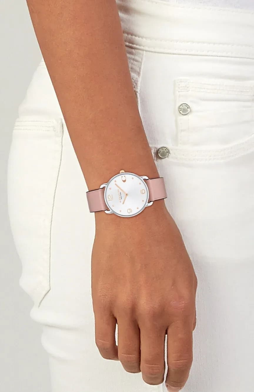 Elliot White Dial With Pink Leather Strap Ladies Watch