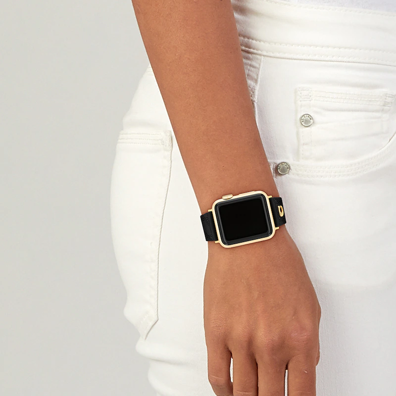 Black Silicone with Quilted Texture Women's Apple Watch Strap