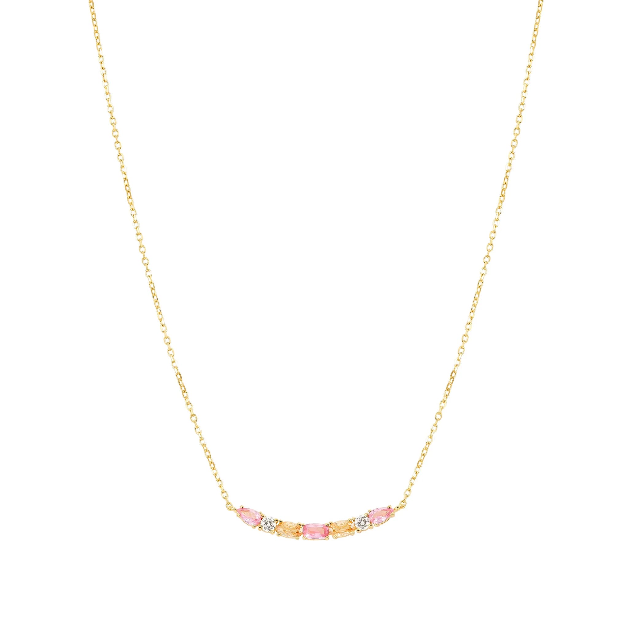 Colour Wave Aurora Gold Plated Necklace With Pink, Champagne & White CZ