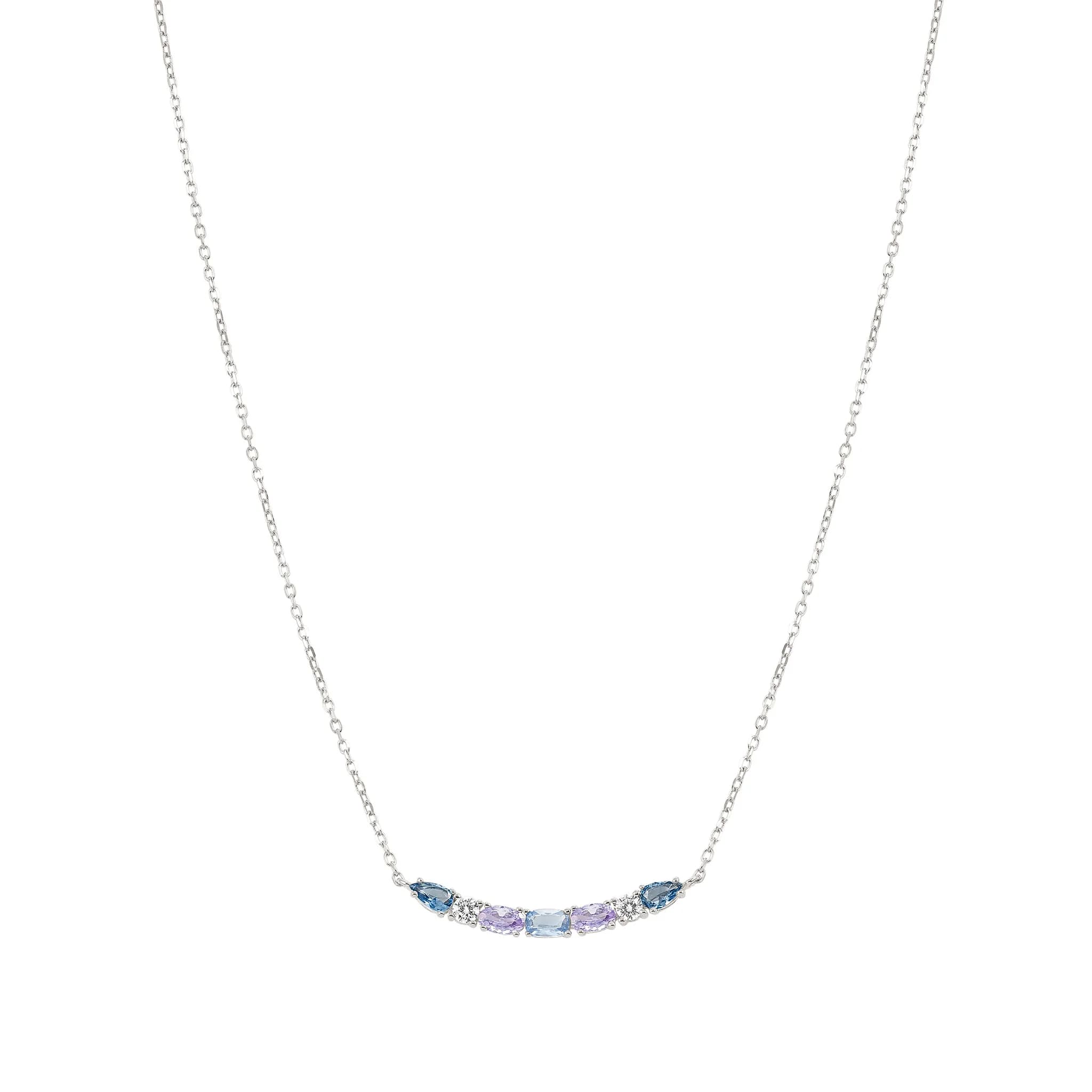 Colour Wave Aurora Silver Necklace Lavender, Light Blue & White CZ