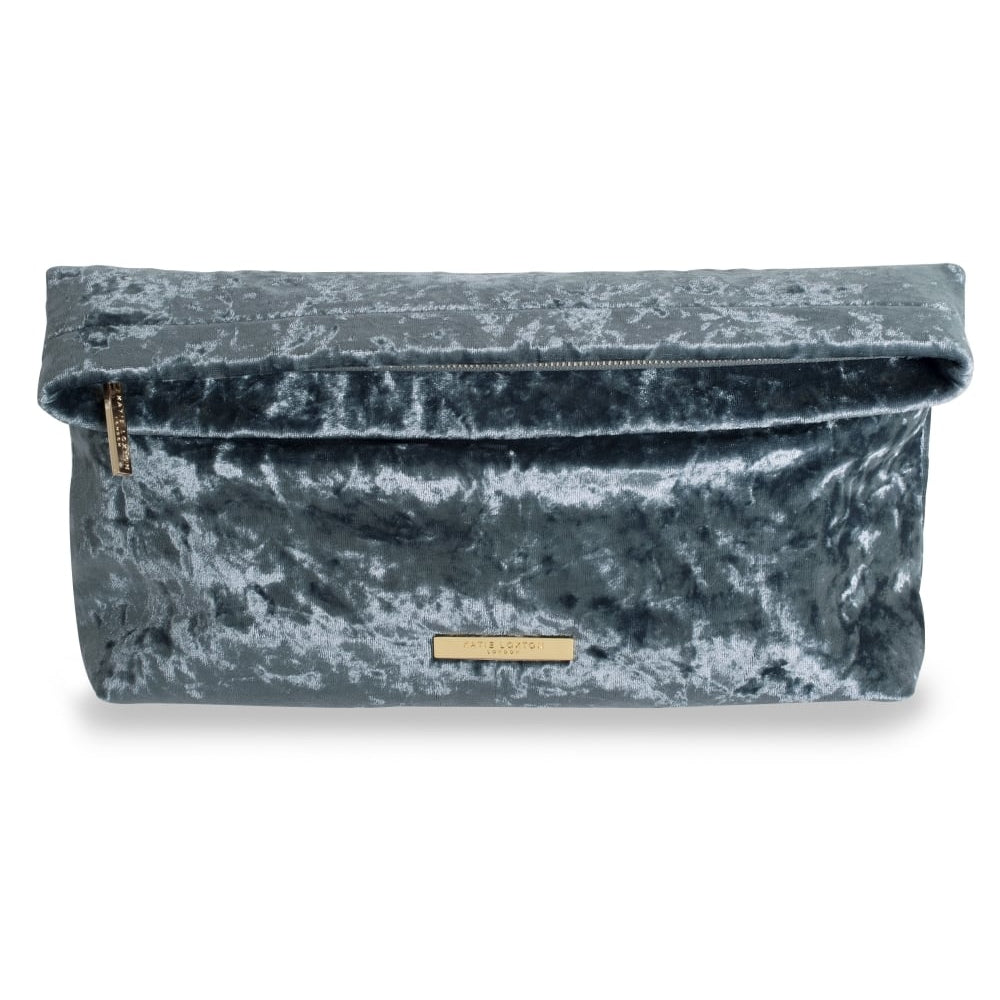 VALENTINA VELVET CLUTCH - crushed blue - 23.5x29x7cm