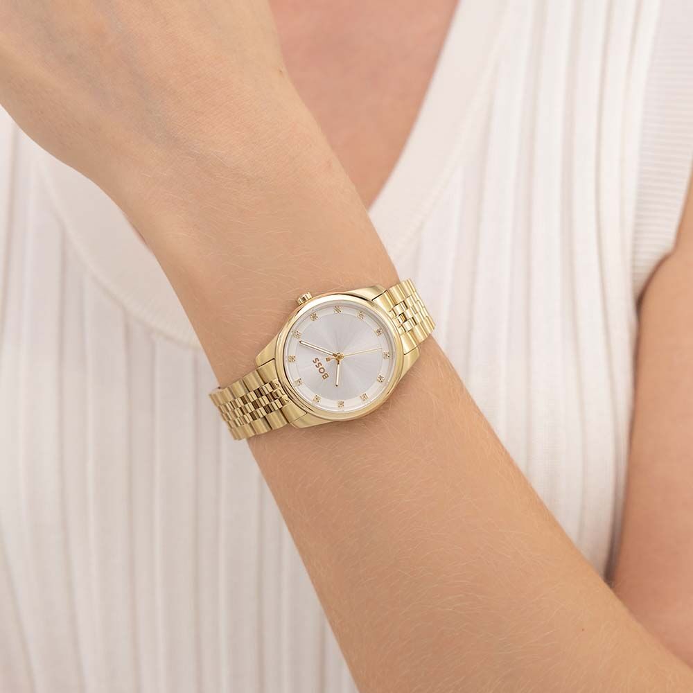 GRACEFUL PRECIOUS Silver Dial With Gold PVD Stainless Steel Bracelet Ladies Watch