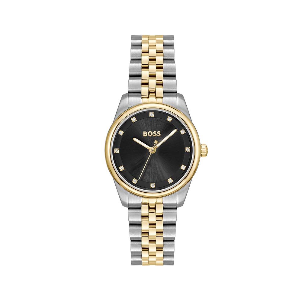 GRACEFUL PRECIOUS Black Dial With Two Tone Stainless Steel Bracelet Ladies Watch