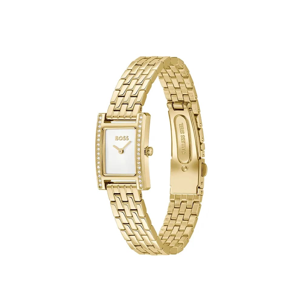 Lucy Precious Gold Plated Rectangular Ladies Watch