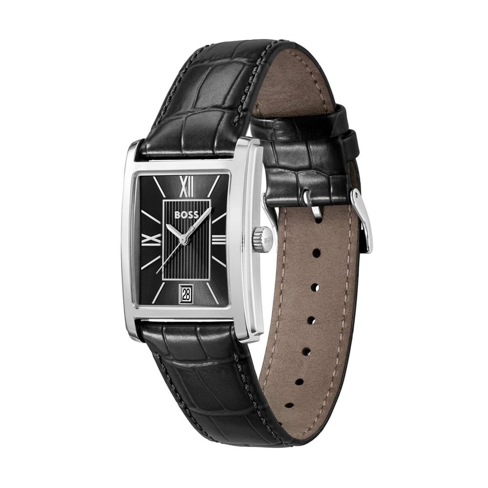 PRINCIPLE DRESS Black Dial With Black Leather Strap Ladies Watch