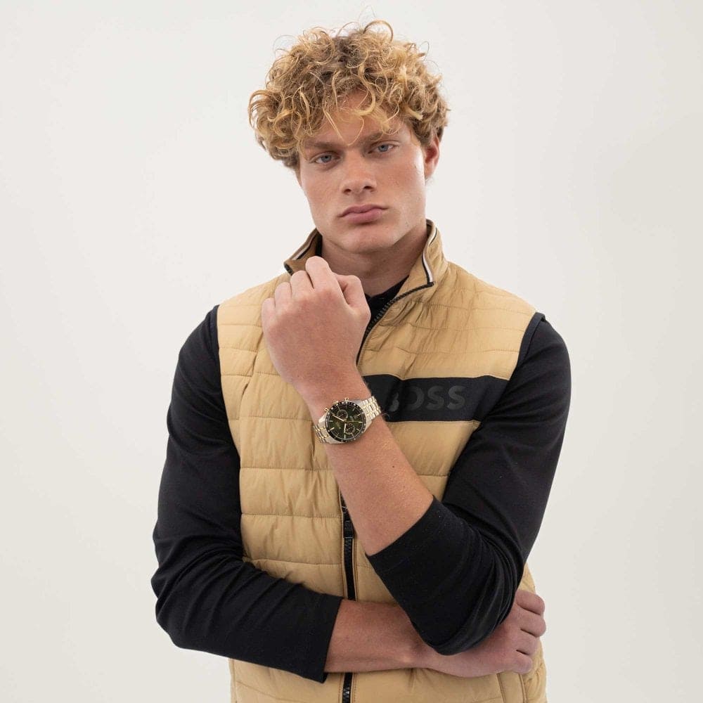 TOURMASTER Dual-Time Green Dial With Two Tone Bracelet Mens Watch