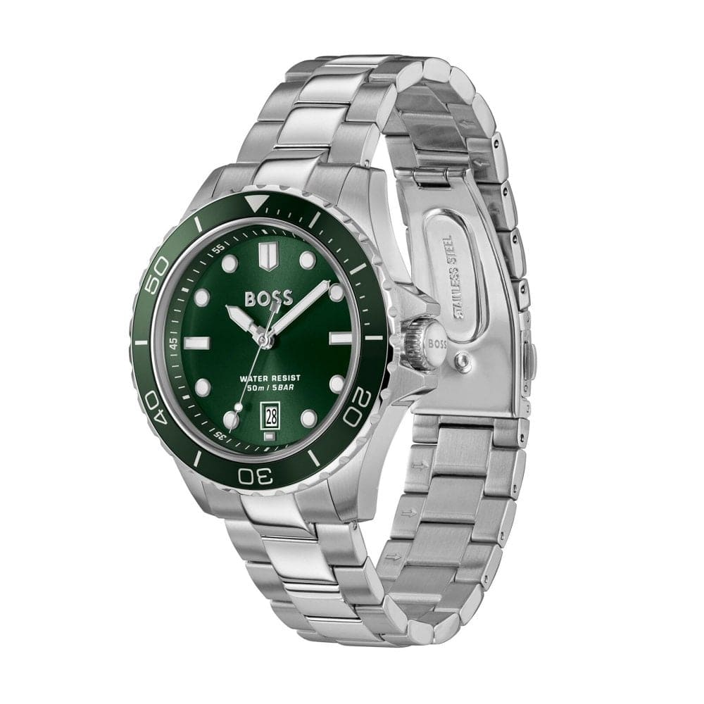 TROPER SPORT Dark Green Dial With Stainless Steel Bracelet Mens Watch