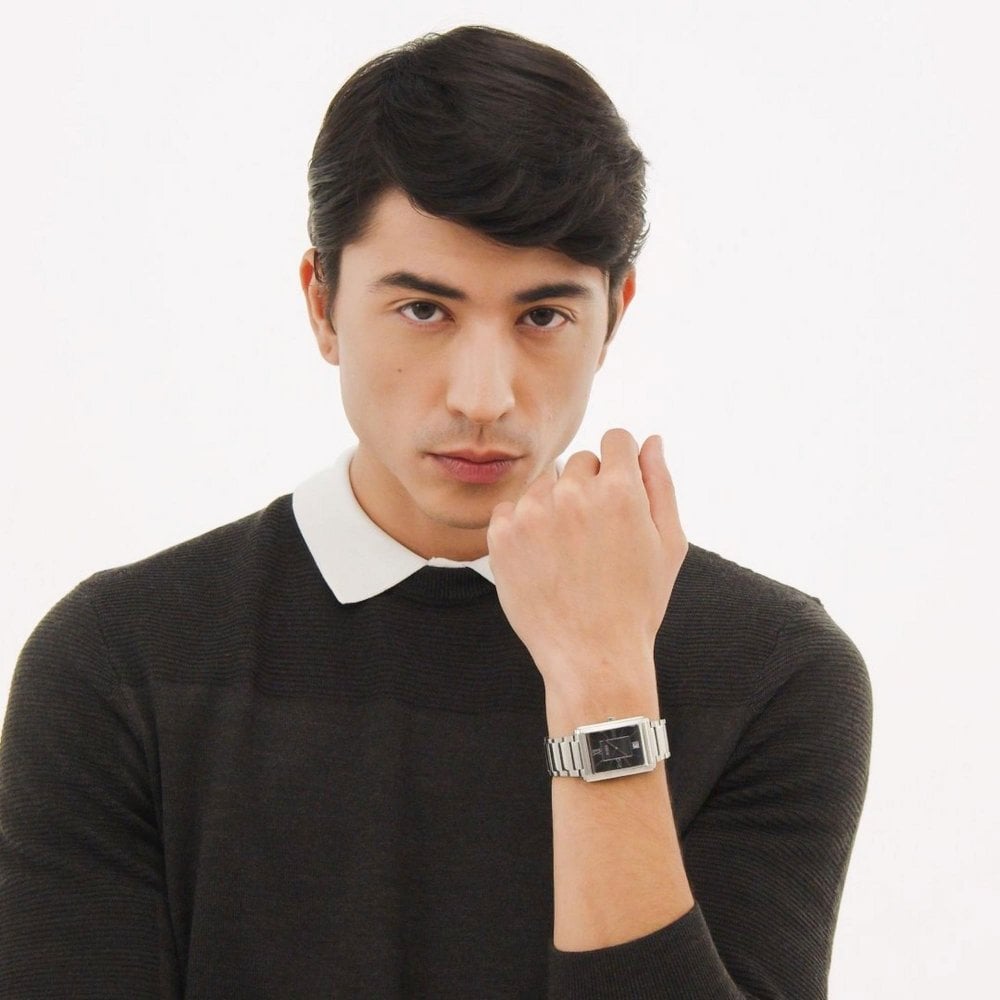 PRINCIPLE DRESS Black Dial With Stainless Steel Bracelet Ladies Watch