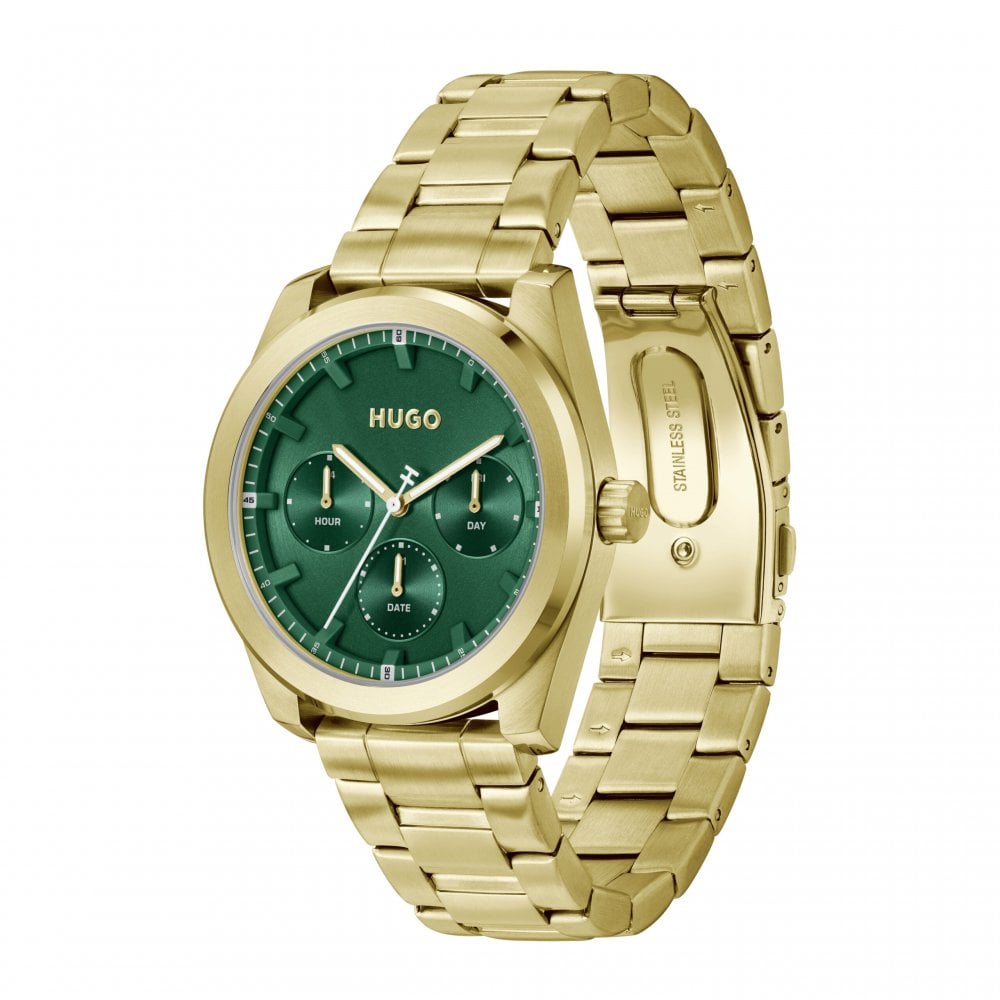 #BRIGHT SPORT Green Dial With Gold PVD Bracelet Mens Watch