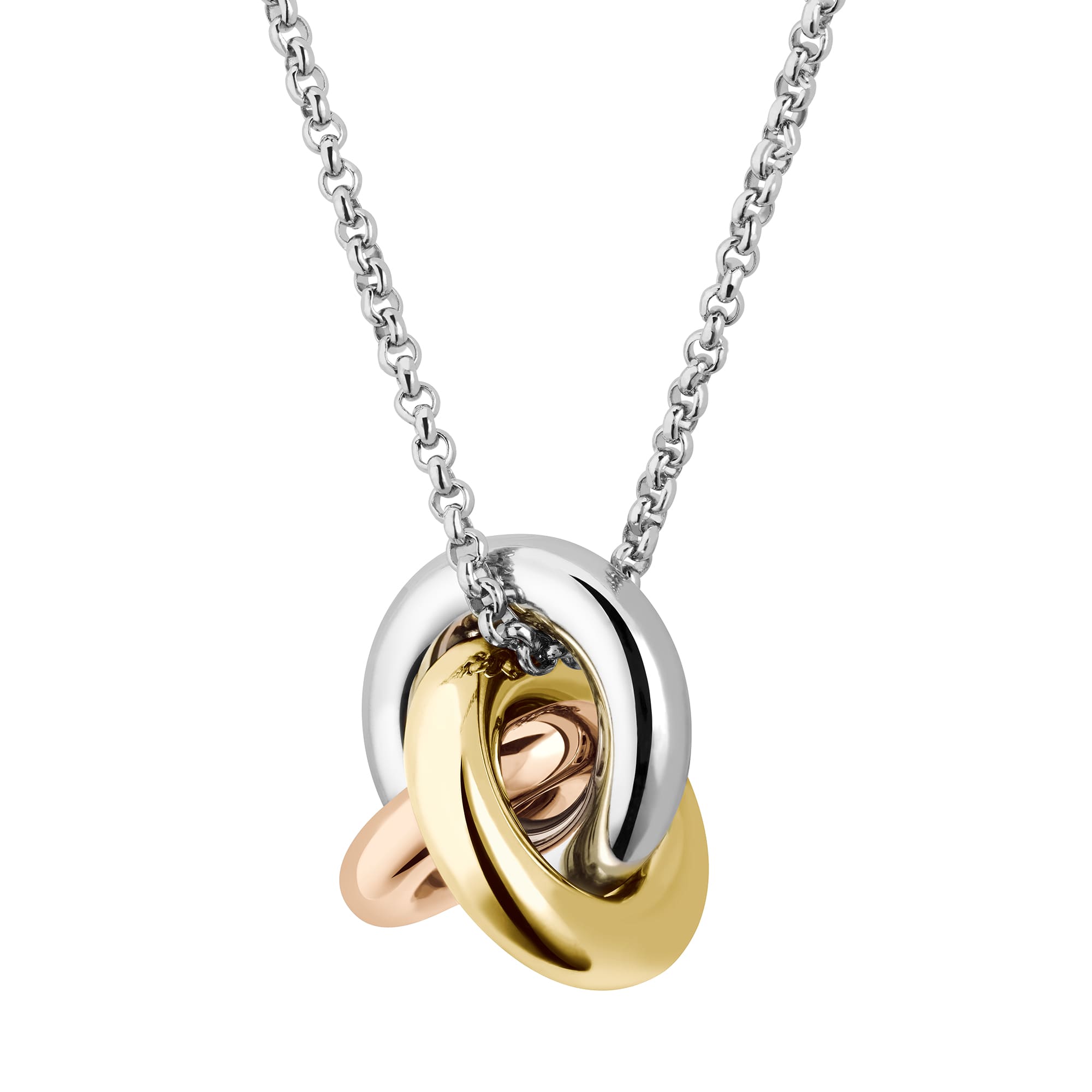 Harmonie Tri-Tone Love Knot Pendant Necklace