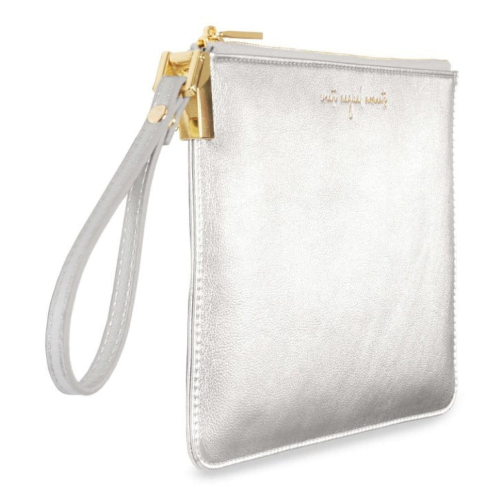 SECRET MESSAGE POUCH - CREATE MAGICAL MOMENTS/THERE'S ALWAYS TIME TO SHINE  - Metallic silver - 16x24cm