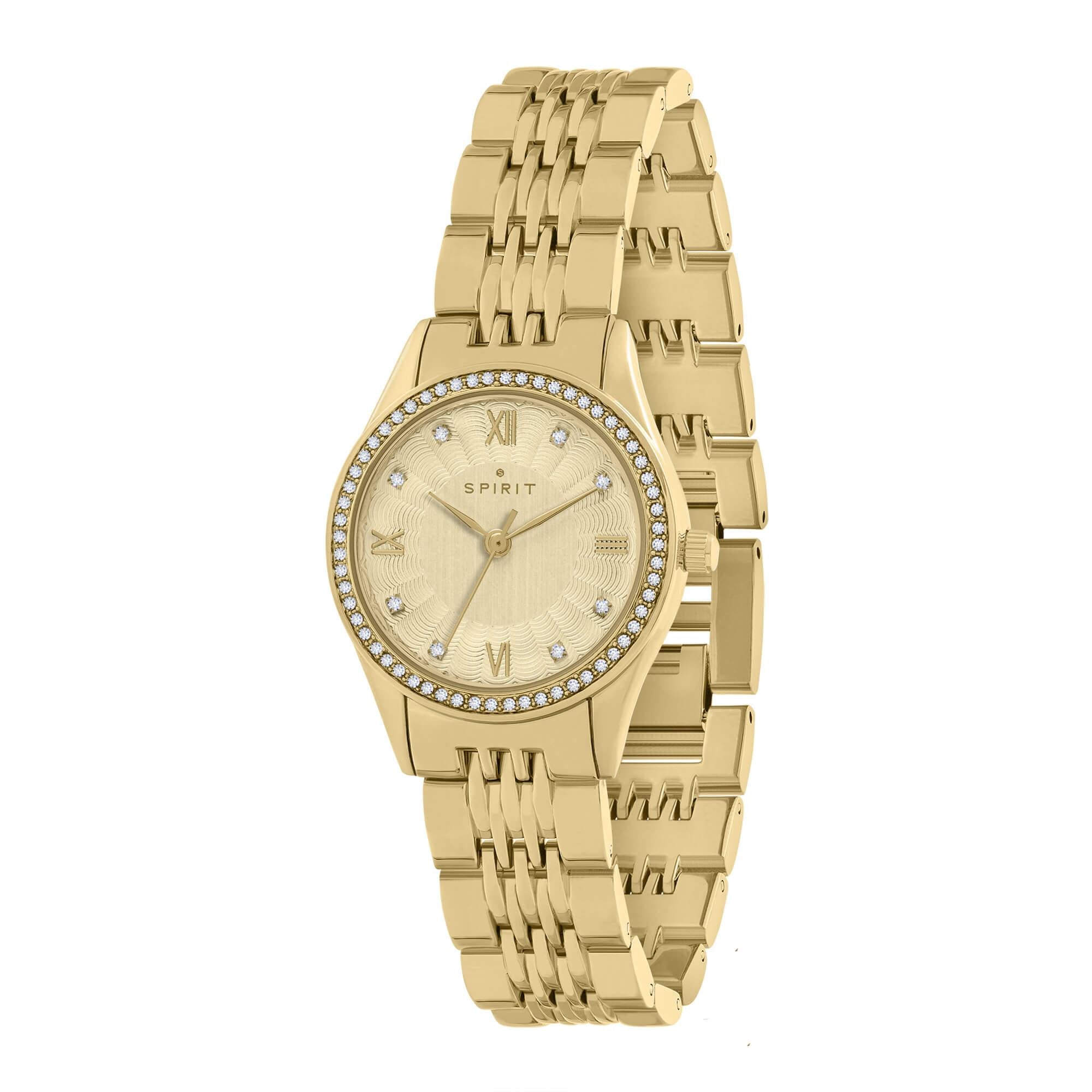 Polished Pale Gold Stone Bezel Bracelet Watch
