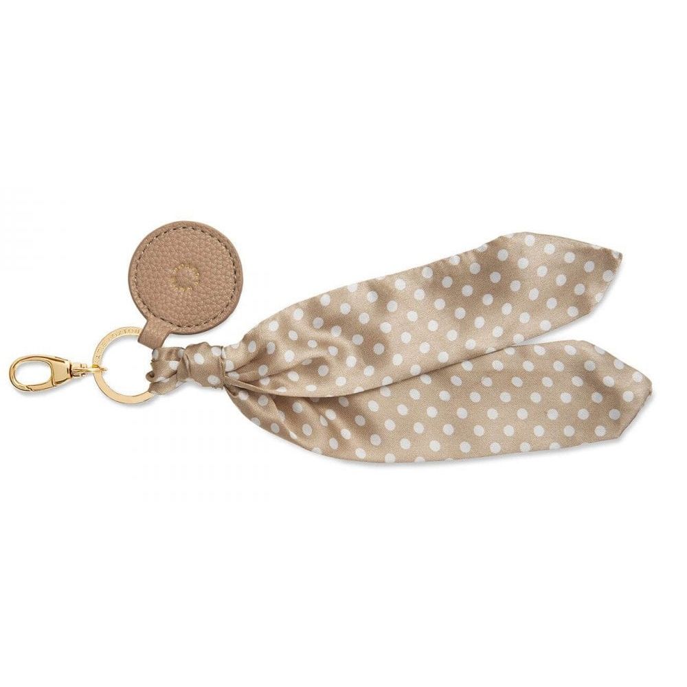 Carrie Scarf Keyring Bag Charm | Taupe Spot | 25 X 3cm