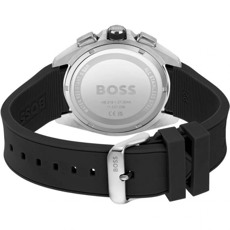 Volane Black Chronograph Dial Black Silicone Strap Gents Watch